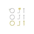 Multi-Pack CZ Goldtone and Silvertone Heart Nose Rings 9 Pack - 20 Gauge at Spencer's
