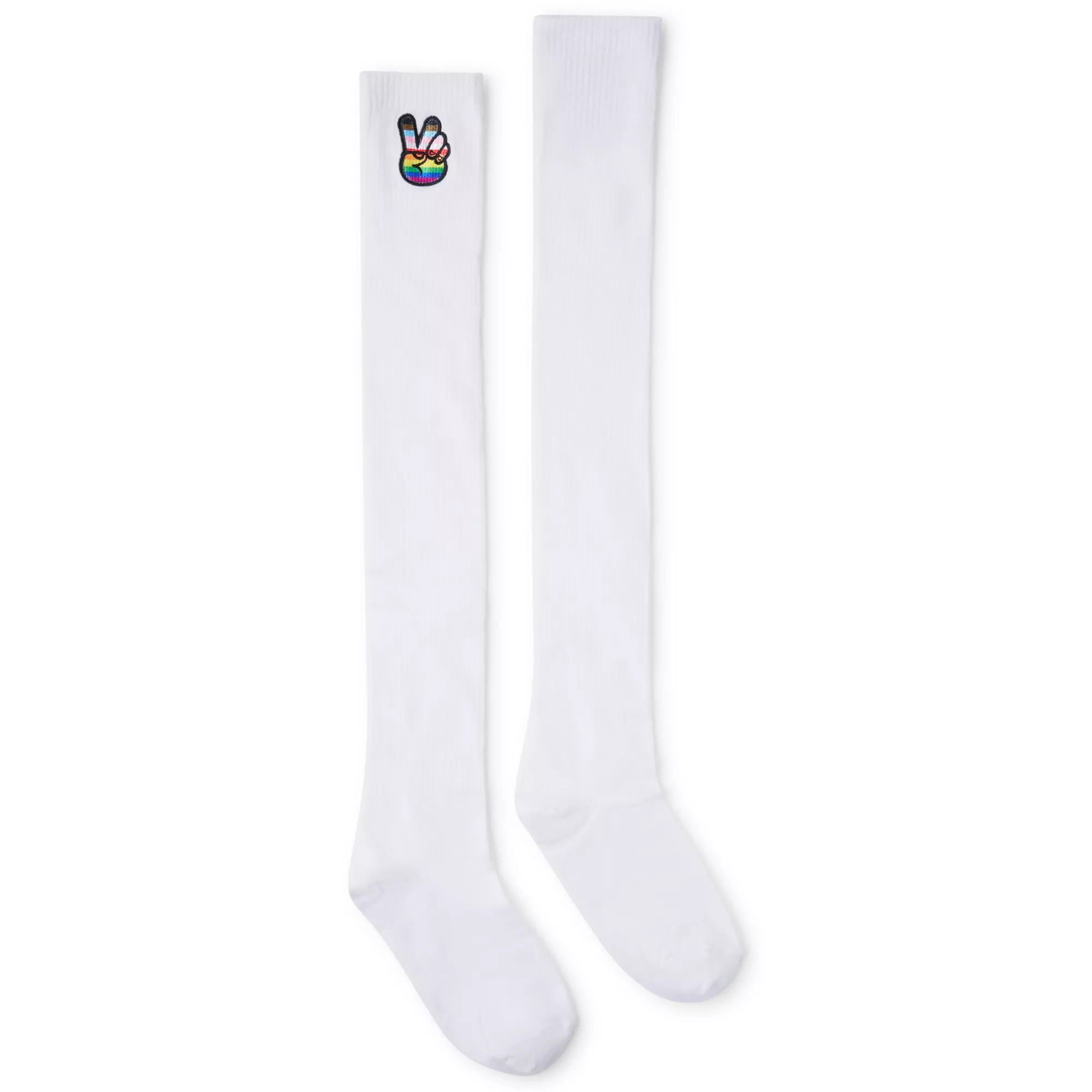 Rainbow Peace Sign Over the Knee Socks at Spencer's