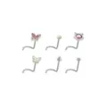 Multi-Pack CZ Cat Corkscrew Nose Rings 6 Pack - 20 Gauge at Spencer's