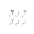 Multi-Pack CZ Cat Corkscrew Nose Rings 6 Pack - 20 Gauge at Spencer's