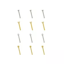 Multi-Pack Goldtone and Silvertone Spike Nose Pins 12 Pack - 20 Gauge at Spencer's