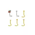 Multi-Pack CZ Cherry Corkscrew Nose Rings 6 Pack - 20 Gauge at Spencer's