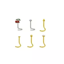 Multi-Pack CZ Cherry Corkscrew Nose Rings 6 Pack - 20 Gauge at Spencer's
