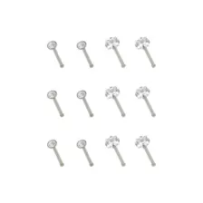 Multi-Pack CZ Square Prong Nose Pins 12 Pack - 20 Gauge at Spencer's