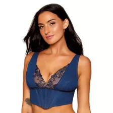 Denim Floral Lace Corset at Spencer's