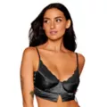 Black Satin Floral Corset at Spencer's