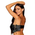 Black Satin Floral Corset at Spencer's