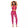 Hot Pink Lace Cutout Bralette and Leggings Set at Spencer's