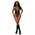Fishnet Chain Strappy X Bodysuit at Spencer's