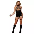 Mesh Cutout Garter Slip with Leash at Spencer's