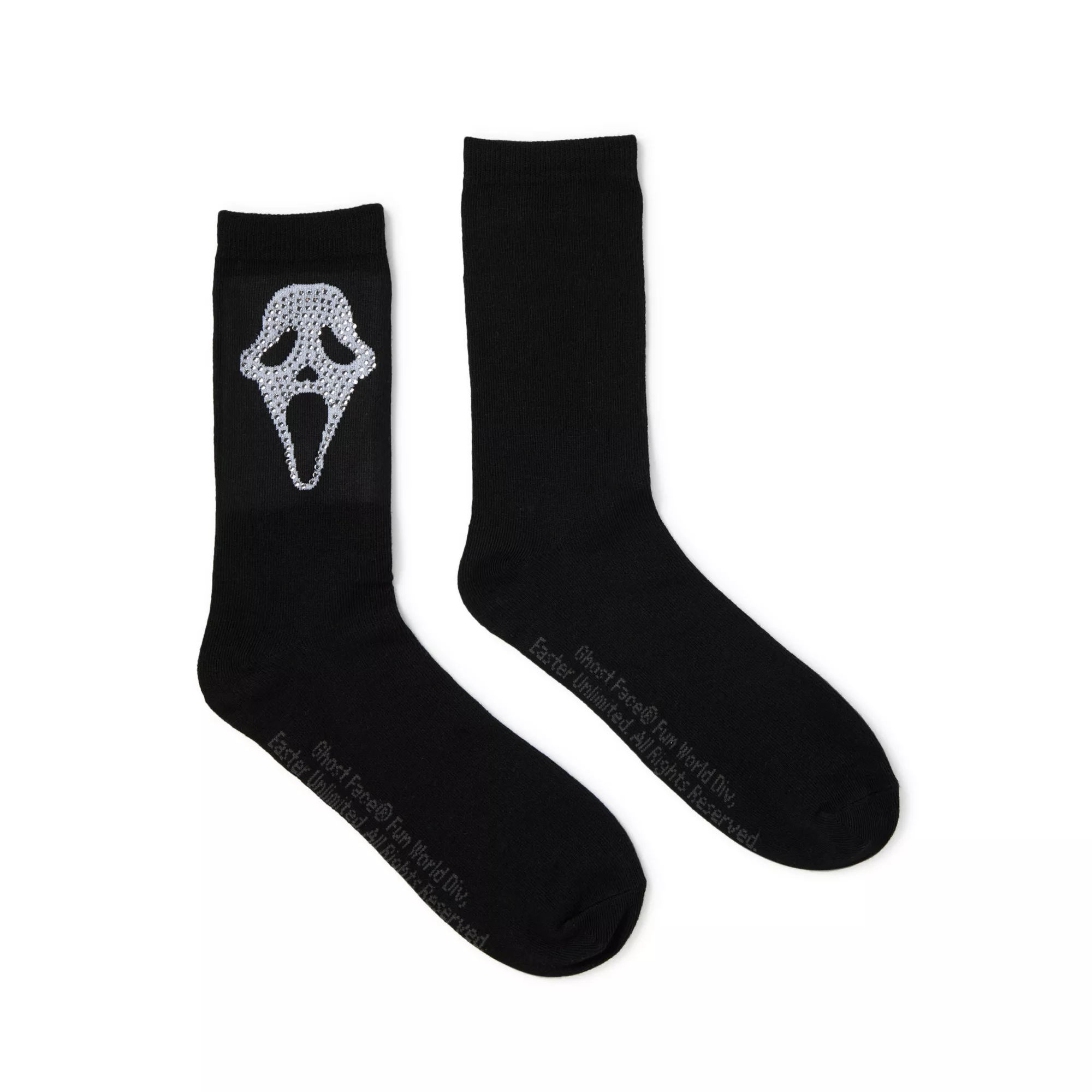 Ghost Face Rhinestone Crew Socks at Spencer's