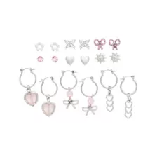 Multi-Pack Heart Bow Butterfly Spike Earrings - 9 Pair at Spencer's