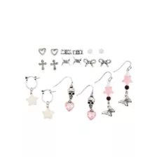 Multi-Pack Star Skull Bow Butterfly Cross Earrings - 9 Pair at Spencer's