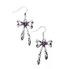 Purple CZ Bow Dangle Earrings at Spencer's
