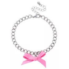 Multi-Pack Heart and Bow Chain Bracelets - 5 Pack at Spencer's