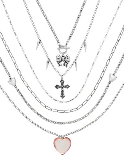 Heart and Cross Layered Chain Necklace