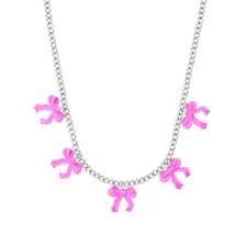Pink Bow Chain Necklace at Spencer's
