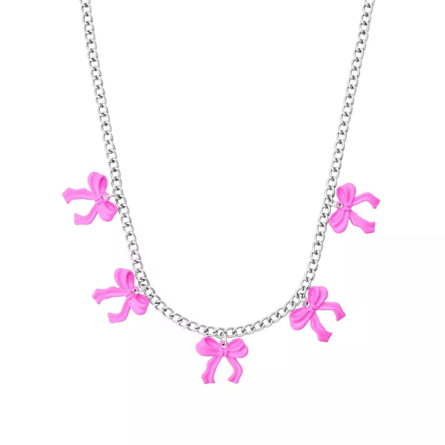 Pink Bow Chain Necklace at Spencer's