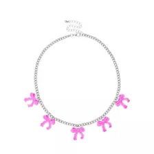 Pink Bow Chain Necklace at Spencer's