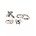 Multi-Pack Pink Heart Bow and Cross Rings - 5 Pack at Spencer's