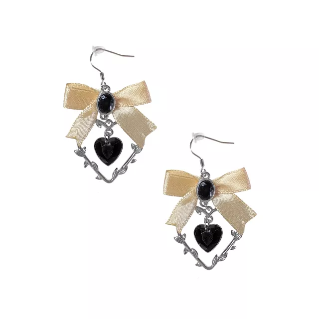 Cutout Heart Bow Dangle Earrings at Spencer's
