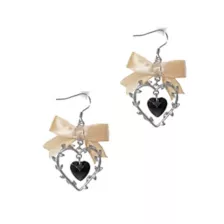 Cutout Heart Bow Dangle Earrings at Spencer's