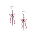 Pink Bow Dagger Dangle Earrings at Spencer's