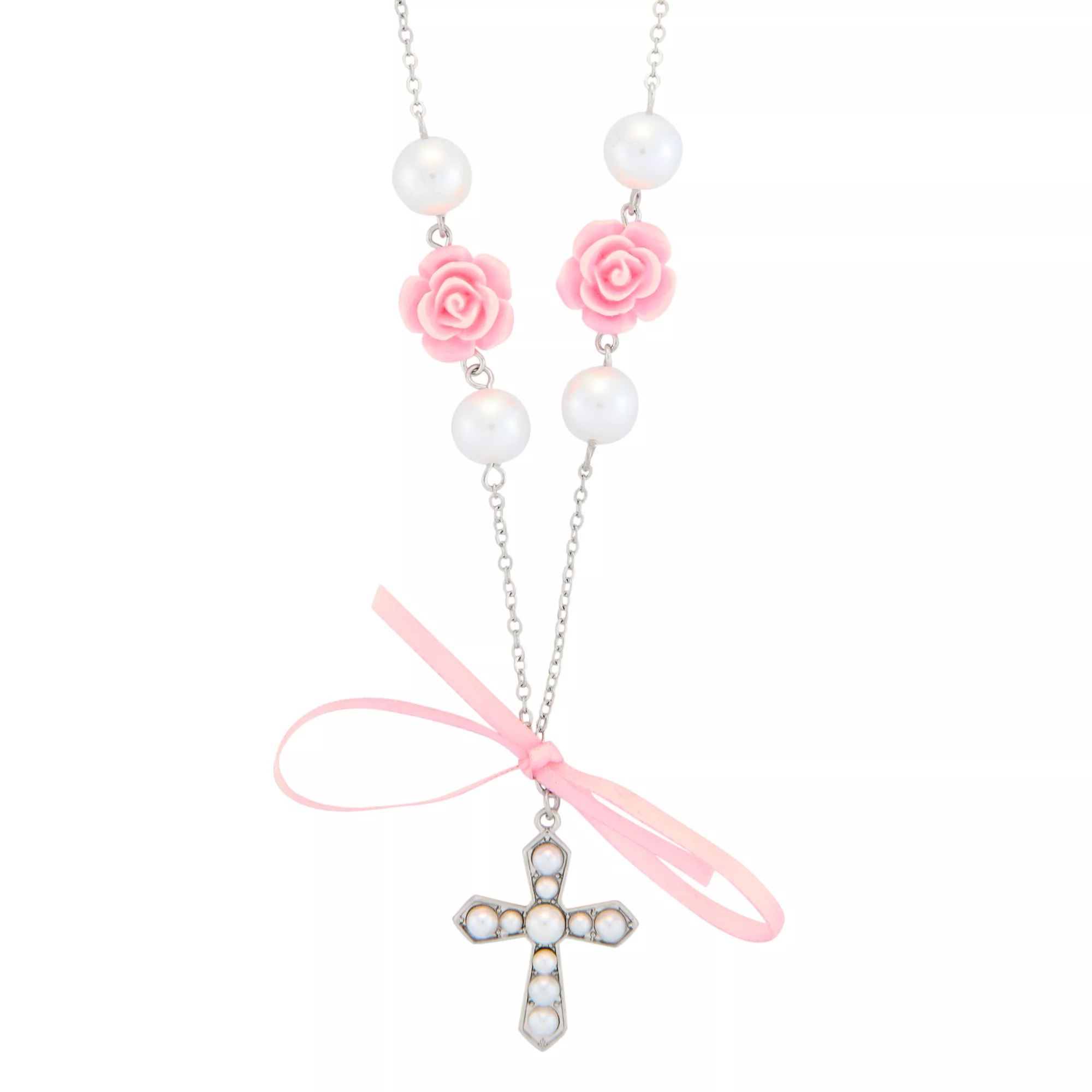 Pink Bow Cross Necklace at Spencer's