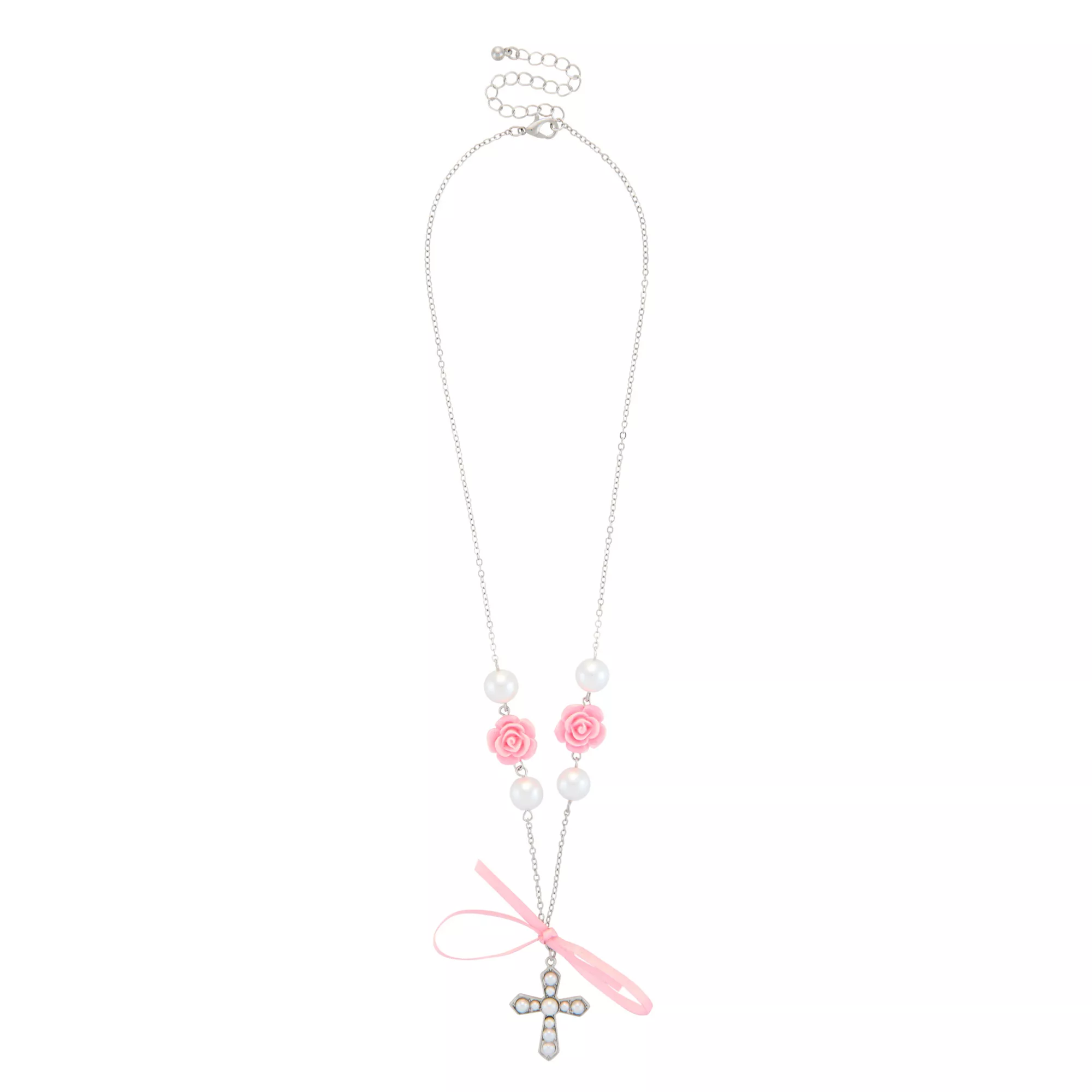 Pink Bow Cross Necklace at Spencer's