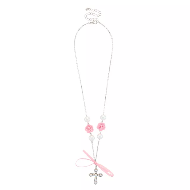 Pink Bow Cross Necklace at Spencer's