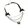 Black and Silver Heart Ribbon Necklace at Spencer's