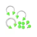 Kayla Malecc Multi-Pack Titanium Horseshoe Rings with Neon Green Ends and Extra Balls 3 Pack - 20-16 Gauge at Spencer's