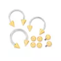 Kayla Malecc Multi-Pack Titanium Horseshoe Rings with Goldtone Ends and Extra Balls 3 Pack - 16-20 Gauge at Spencer's