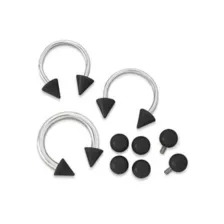 Kayla Malecc Multi-Pack Titanium Horseshoe Rings with Black Ends and Extra Balls 3 Pack - 16-20 Gauge at Spirit Halloween