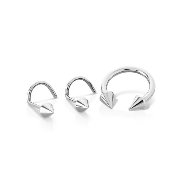 Kayla Malecc Multi-Pack Silvertone Titanium Horseshoe and Screw Nose Rings  3 Pack - 20-16 Gauge at Spencer's