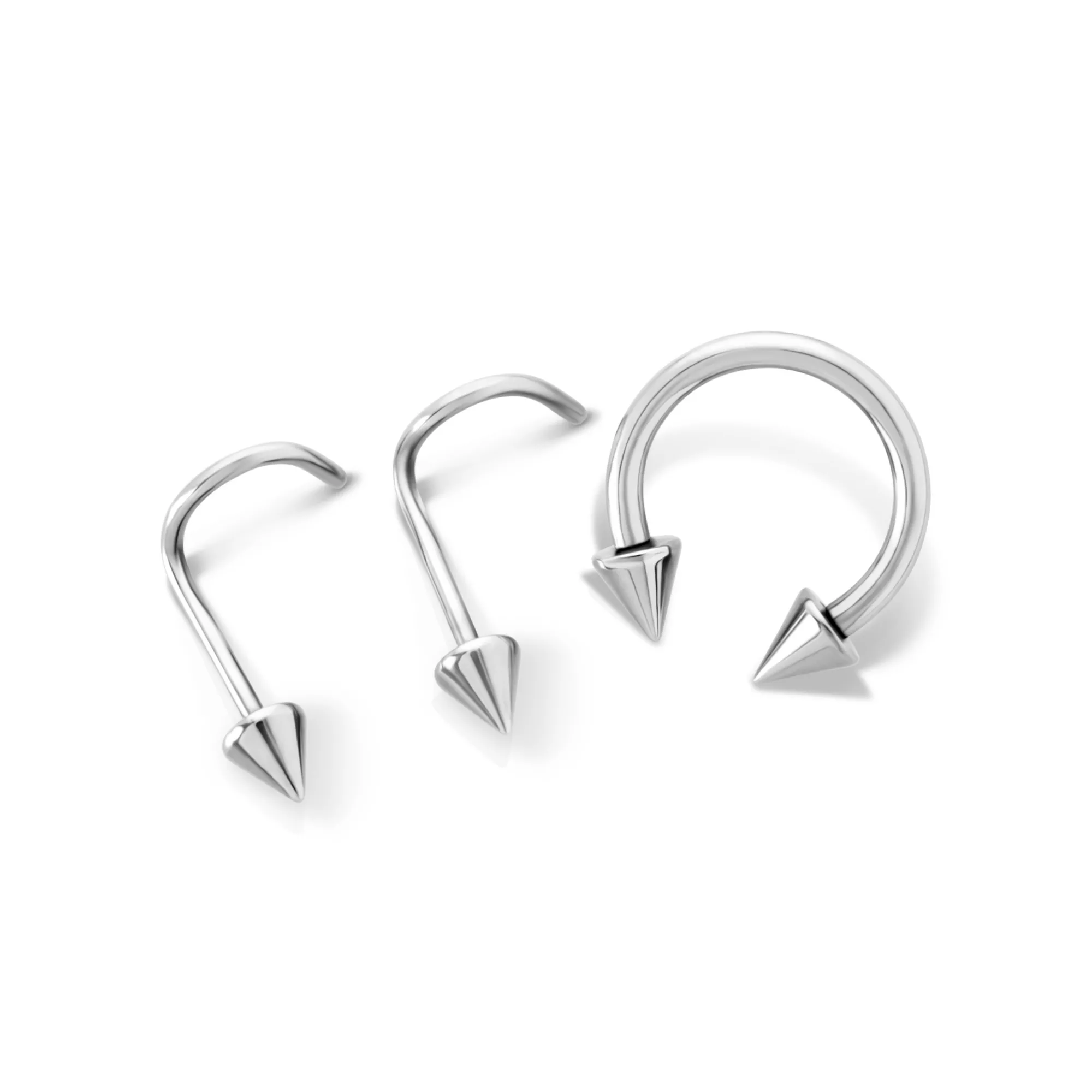 Kayla Malecc Multi-Pack Silver-Tone Titanium Horseshoe and Screw Nose Rings - 3 Pack at Spencer's