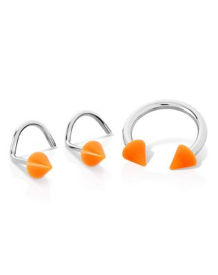 Kayla Malecc Multi-Pack Orange Titanium Horseshoe Ring and Screw Nose Rings 3 Pack - 18-16 Gauge