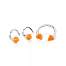 Kayla Malecc Multi-Pack Titanium Horseshoe Ring and Screw Nose Rings with Neon Orange Ends - 3 Pack at Spencer's