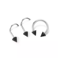 Kayla Malecc Multi-Pack Titanium Horseshoe Ring and Screw Nose Rings with Black Ends 3 Pack - 20-16 Gauge at Spencer's