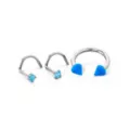 Kayla Malecc Multi-Pack CZ Titanium Horseshoe and Screw Nose Rings with Blue Ends 3 Pack - 20-16 Gauge at Spencer's