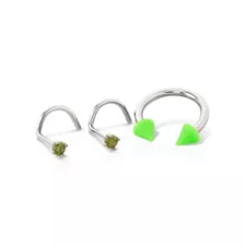 Kayla Malecc Multi-Pack CZ Horseshoe and Screw Nose Rings with Green Ends 3 Pack – 20-16 Gauge at Spencer's