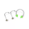 Kayla Malecc Multi-Pack CZ Horseshoe and Screw Nose Rings with Green Ends 3 Pack – 20-16 Gauge at Spencer's