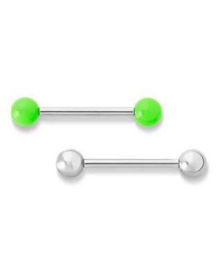 Kayla Malecc Multi-Pack Neon Green Titanium Barbells 2 Pack – 14 Gauge