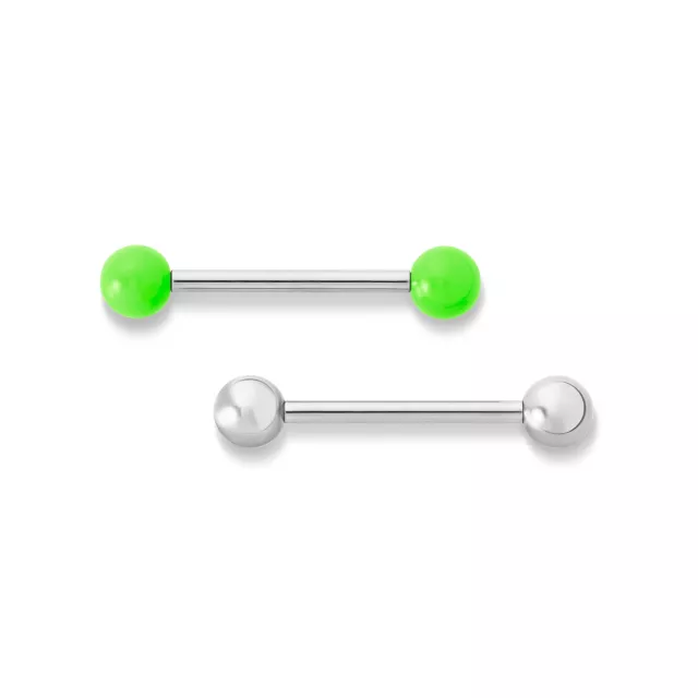 Kayla Malecc Multi-Pack Titanium Barbells with Green Ends 2 Pack - 14 Gauge at Spencer's