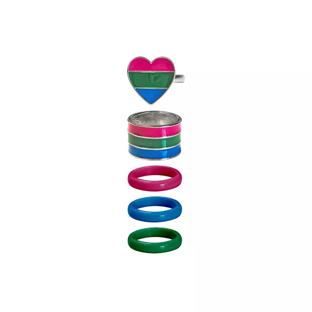 Multi-Pack Polysexual Pride Rings - 5 Pack at Spencer's