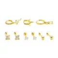 Multi-Pack CZ Goldtone Snake Hoop and Stud Cartilage Earrings - 9 Pack at Spencer's