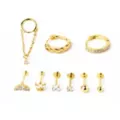 Multi-Pack Goldtone CZ Cartilage Earrings 9 Pack - 18 Gauge at Spencer's