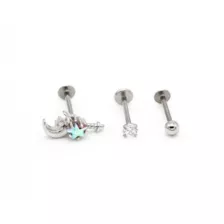 Multi-Pack CZ Moon and Star Flatback Earrings - 3 Pack at Spencer's