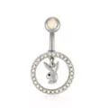 CZ Playboy Bunny Circle Belly Ring - 14 Gauge at Spencer's