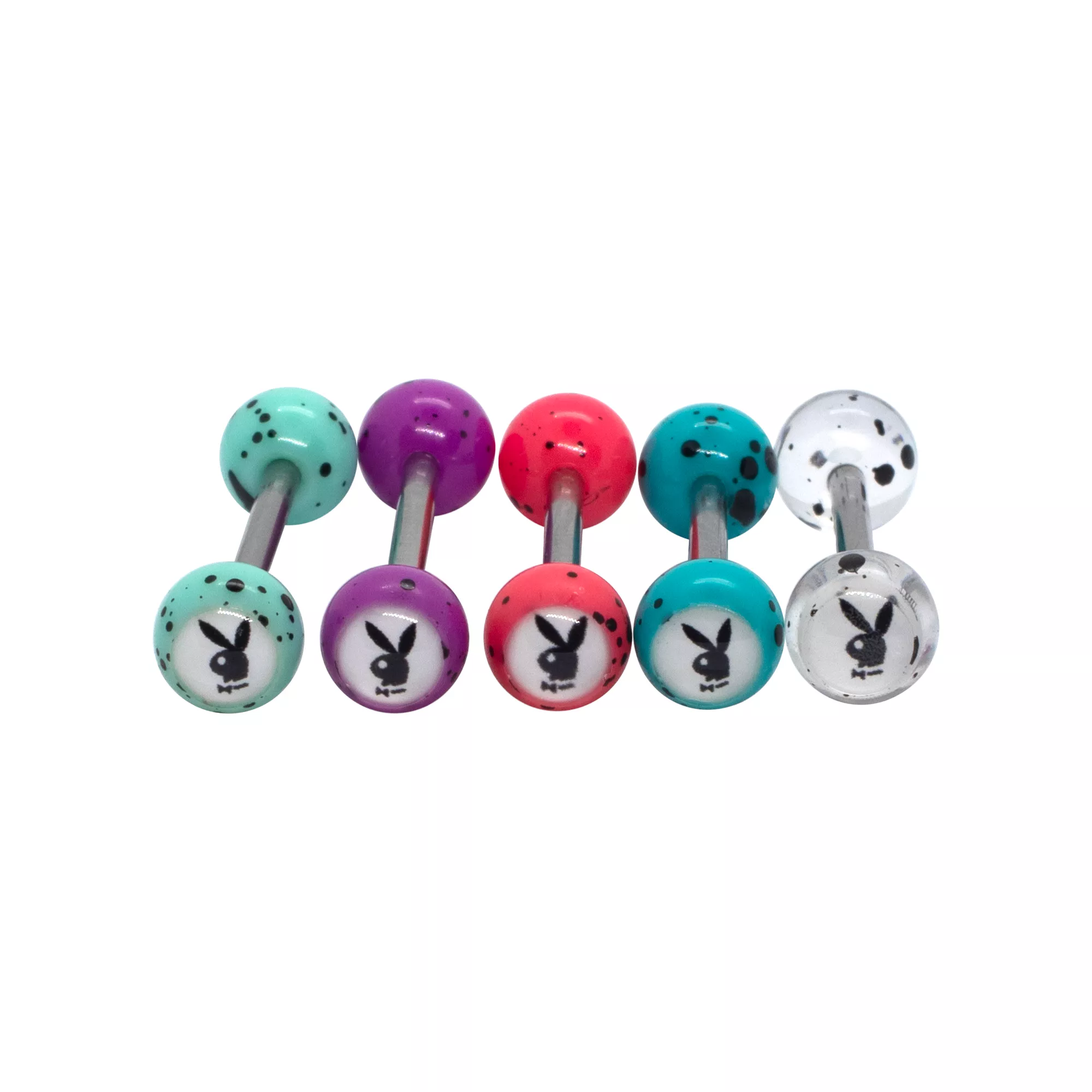 Multi-Pack Glitter Playboy Barbells 5 Pack - 14 Gauge
